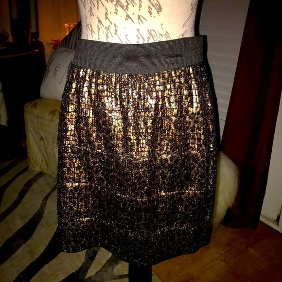 DOTS GOLD & Black skirt with sequins all over - Picture 1 of 5